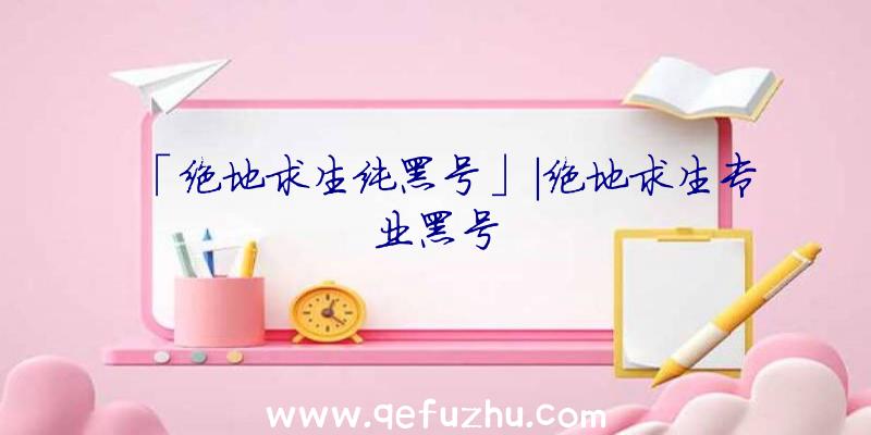 「绝地求生纯黑号」|绝地求生专业黑号